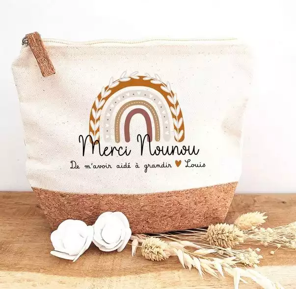 Trousse liège personnalisé : Merci nounou